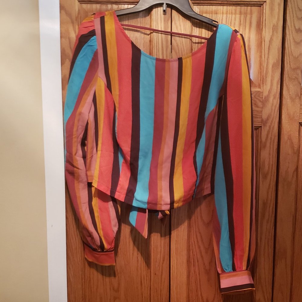 Plus Size Open Back Blouse